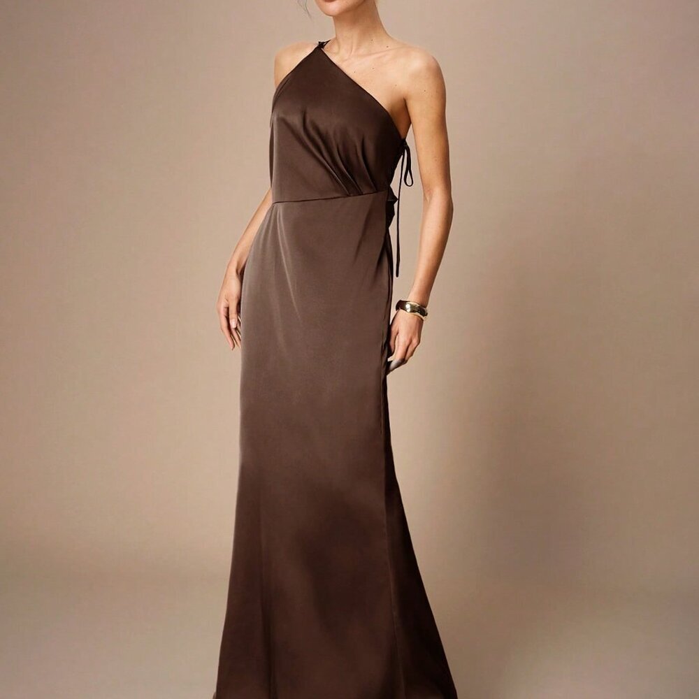 Brown Preppy Women's Lace Patchwork Pleated Party Dress
